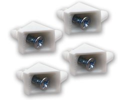 Set van 4 witte bodempluggers met beugels voor Ikea Pax en Billy kasten
