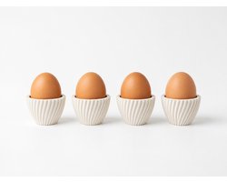 Set van 4 Witte Geribbelde Eierdopjes 3D print