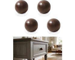 Set van 4 zelfklevende knoppen - 4 stuks - houten walnoot - boorvrij, eenvoudig te bevestigen - m-winkel