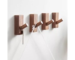Set van 4 zelfklevende wandhaken, geschikt voor hoedenrekken, houten kapstokhaken, decoratieve haken, opbergrekken voor losse artikelen, hoedenhangers, handdoekrekken, stevige haken (rechthoekig, verpakking van 4 stuks).