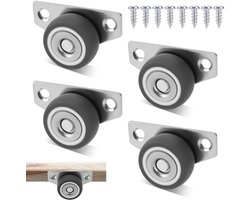 Set van 4 Zijdelings Gemonteerde Zwenkwielen, 3,17cm Kleine Rubberen Zwenkwielen 140lbs Laadvermogen Lage Profiel Mini Zwenkwielen Geen Geluid Zwenkwielen met Schroef voor Thuis Meubels