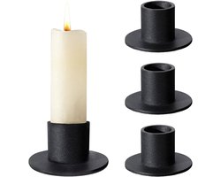 Set van 4 zwarte kandelaars - Retro kaarsenhouders voor sfeervol kaarslicht