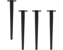 Set van 4 Zwarte Kegelvormige Metalen Meubelpoten voor Kast, Sofa of Tafel - Diverse Hoogtes