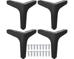 Set van 4 zwarte metalen meubelpoten - 15 cm driehoekig design voor tafel, kast, bank en meer