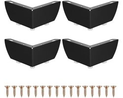 Set van 4 zwarte metalen meubelpoten, driehoekig design, 55 mm hoog, voor kasten, banken, stoelen en keukenunits - vervangende meubelpoten met eenvoudige installatie