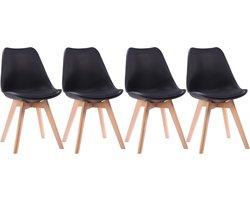 Set van 4 zwarte NORA Scandinavische stoelen met kussen
