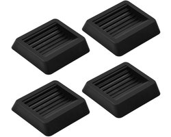 Set van 4 zwarte rubberen meubelonderzetters met wielstoppers
