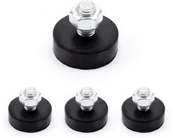 Set van 4 Zwarte Schroefpoten M12 x 42mm - Schroefbare Rubber Voeten voor Tafel, Kast en Apparatuur