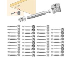 Set van 40 Eccentrische Meubelverbinders met 15mm Schroefpluggen voor het Splitsen van Meubels en Kasten, Geschikt voor Tafel en Kastmontage (M6x40mm, Zinklegering)
