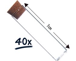 Set van 40 Glazen Reageerbuisjes met Kurk - 7 cm x 2,5 cm - Proefbuisjes glas - Perfect voor Decoratie en DIY