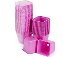 Set van 40 Vierkante Kweekpotten Roze (8x8x8 cm) voor Zaaien en Stekken