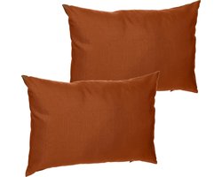 Set van 4x stuks bank/sier/tuin kussens voor binnen en buiten terra bruin 30 x 50 x 10 cm - Water en UV bestendig