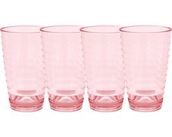 Set van 4x stuks onbreekbare kunststof camping/picknick water glazen/drinkglazen rood 400 ml - polycarbonaatglas
