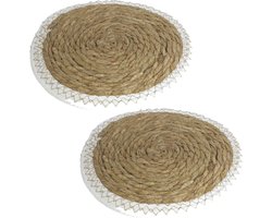 Set van 4x stuks pannen onderzetter van zeegras rond 28 x 28 cm - Kookpannen/bakpannen op tafel zetten