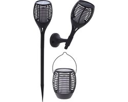 Set van 4x stuks pro garden solar tuinlamp/fakkel 3 in 1 met vlameffect op zonne-energie 78 cm - tuinfakkels