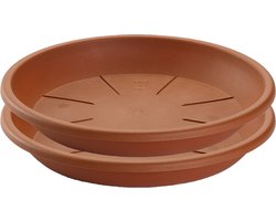 Set van 4x stuks water opvangschaal/onderschotel voor planten pot terra cotta kleur dia 24 cm - Voor pot 30/35 cm diameter
