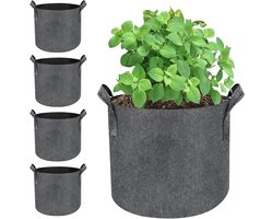 Set van 5 20 L Tuinzakken met Handvatten voor Aardappelen en Tomaten - Duurzame Fleece Potten met Ventilatie en Sterk Materiaal
