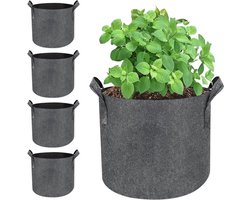 Set van 5 20 L Tuinzakken met Handvatten voor Aardappelen en Tomaten - Duurzame Fleece Potten met Ventilatie en Sterk Materiaal