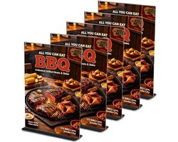 Set van 5 A4 Acryl Tafelstandaards, Menu Kaarthouders voor Restaurants, Advertentie Displays en Winkels, 21 x 29,7 cm, Perfect voor Presentatie en Promotie