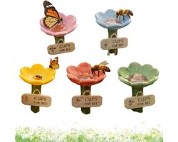 Set van 5 bijendrinkstations - bijenbekers voor bijen in de tuin - bloemvormig keramisch drinkstation voor bijen en vlinders, met bloemmotief - drinkstation voor bestuivers voor buiten - Hars - Flower Shaped Bee Feeder Drinking Cups