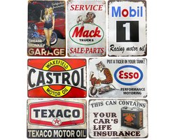 Set van 5 blikken garageborden: 20 x 30 cm blikken borden Retro vintage decoratie Retro blikken bord Autoposter Motorfiets Olie winkel Metalen borden Huismuur Kamerdecoratie Bardecoratie (7