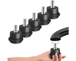Set Van 5 Bureaustoel Glijders - Vaste Voeten - Reserve Wielen Bureaustoel - Kantoorstoel - Bureaustoel Wielen - Stille Werking - Antislip - Wieltjes Voor Stoelen - Geschikt Voor Alle Soorten Draaistoelen - Zwart