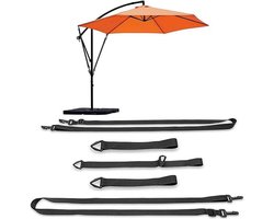 Set van 5 cantilever parasol-windschermen - met karabijnhaak - universele, verstelbare bevestiging - weer- en windbestendig - voor terras, tuin of strand, kunststof haak - zwart