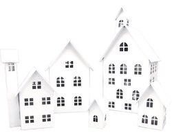 Set van 5 decoratieve metalen huisjes - Weerbestendige tuin- en woondecoratie