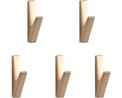 Set van 5 - Haken - Goud - Kledinghaken, wandhaken - Badkamerhaken - Haken voor akoestische panelen, kasten, muren, badkamers - Voor het ophangen van kleding, hoeden, tassen, handdoeken en sleutels