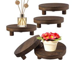 Set van 5 houten displaystandaards van 15,5 cm, ronde voetstukken voor decoratie, planten en keukendecoratie, rustieke woonaccessoires voor een sfeervolle uitstraling