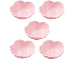Set van 5 Keramische Dip- en Sauskommetjes in Roze Kersenbloesem Design