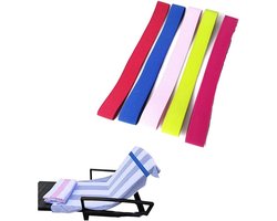 Set van 5 Kleurige Handdoek Tapes, Elastische Siliconen Handdoek Racks, Voor Strandstoelen en Ligbedden, Ideaal voor Vakantie en Stranduitjes