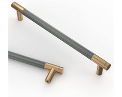 Set van 5 knurled grepen 192 mm goud met grijze ondertoon voor keukenkastjes laden en deuren