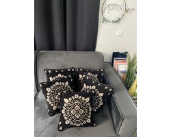 Set van 5 Luxe Geweven Kussenhoezen, Grey Sofa Cushions, Zwart Sierkussens, Gezellige kussenhoezen om cadeau te geven, Kerst huis cadeau, Herfst cadeaus, Nieuw Huis Cadeau, Vierkant Kussenhoezen voor huis decoratie