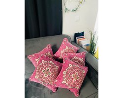 Set van 5 Luxe Geweven Kussenhoezen voor het aankomende seizoen, Rose en Goud Kussens voor huis decoratie, Roze huir decoratie voor meisjes kamer, 38 x 38 cms sierkussens, Gezellige viekant kussenhoezen, Kerstcadeautjes, Nieuw Huis Cadeau
