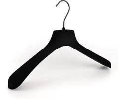 [Set van 5] Luxe uitgevoerde zwart fluwelen (velours / flock / fluweel / velvet) kledinghangers / garderobehangers / jashangers met bijpassende zwarte haak en brede schouders voor jassen, truien, vesten en colberts