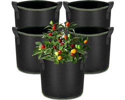 Set van 5 plantkweekzakken — Potten van non-woven stof met handvatten — Herbruikbare stoffen plantenbakken — Boomplantzakken — Kweekcontainers — Zaailingpotten — Ideaal voor het planten van bloemen, aardappelen, aardbeien en tomaten — Φ35*28cm
