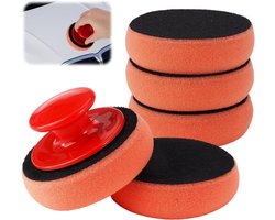 Set van 5 Polijstschuim Pads voor Auto, Multifunctionele Handpolijstset met Antislip Handvat, Krasbestendige en Duurzame Schuim voor Effectieve Autopoets en Reiniging