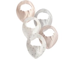 Set van 5 Schattige Slabbertjes voor Pasgeboren Baby's - Absorberend en Wasbaar