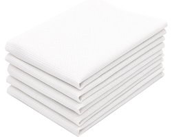 Set van 5 theedoeken, katoen, 50 x 75 cm, zacht en duurzaam, wasbaar tot 95 graden, wit, gastronomische kwaliteit, Oeko-Tex® gecertificeerd