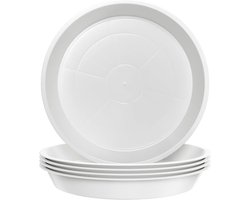 Set van 5 Witte Plantenbak Onderschotels 32cm Rond Plantenpotten Tuinplanten Schotel Planten Plastic Plateau Pot Tray voor Binnen- en Buitengebruik - Geschikt voor Plantenpot Tot 30cm - Witte Buitenkant 32cm