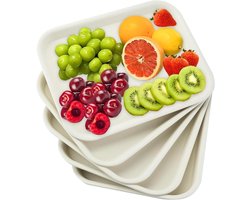 Set van 5 witte serveerborden, herbruikbare dienbladen voor buffet - 30 x 22 cm - snacks, desserts.