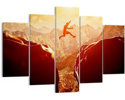 Set van 5 Woonkamer Woondecoratie Wanddecoratie Landschap Man Berg Natuur XXL Canvas Schilderij 150x100cm