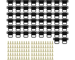 Set van 50 metalen fotohaakjes van 32mm x 22mm, vouwbare messing haakjes voor het ophangen van fotolijsten en prikborden