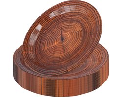 Set van 50 Papieren Borden met Houtlook, 22.5 cm, Duurzaam Wegwerp Tafelgerei voor Feesten, Barbecues en Bruiloften