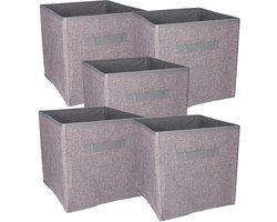 Set van 5x stuks kast opberg/opruim manden grijs 30 x 30 x 30 cm