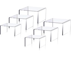 Set van 6 – Acryl displaystandaards – Acryl verhogers – Displayplankjes in kristalstijl – Cupcakestandaards – Verhogers voor desserts & snoep – Parfumstandaards – Standaards voor verzamelfiguren