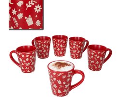 Set van 6 Advent rood aardewerk koffiemokken voor 6 personen - 23010354