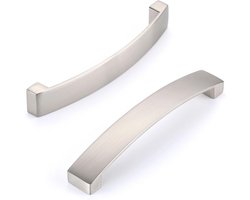 Set van 6 Aluminium Handgrepen voor Keukenkasten - Meubelgrepen met 128 mm Gatafstand, Satijn Nikkel Afwerking