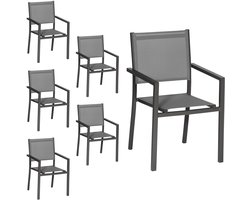 Set van 6 aluminium stoelen antraciet - grijs textilene